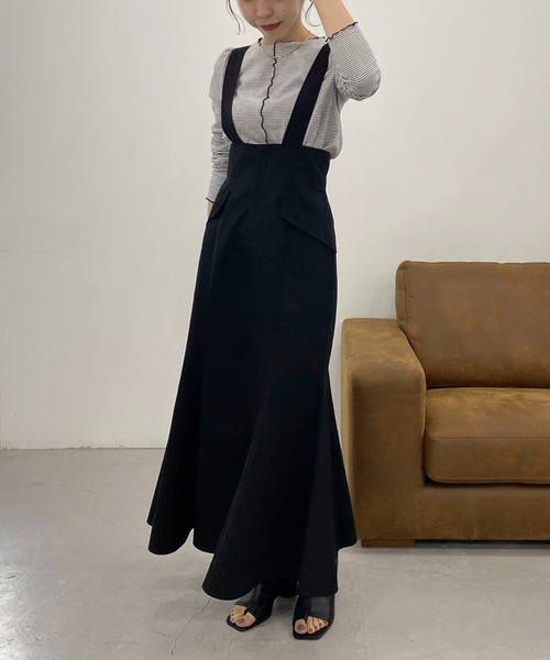 CAPRICIEUX LE'MAGE(カプリシューレマージュ)の「ハイウエストマーメイドジャンスカ(スカート・レディース・ブラック/ベージュ・FREE)」の2枚目の写真