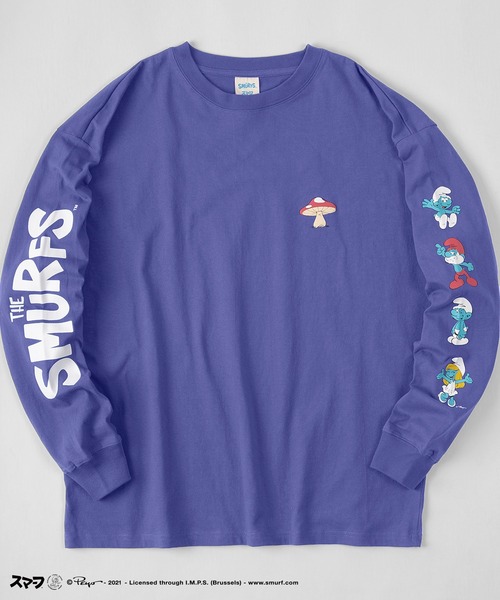 make a ray!（メイク ア レイ！）の「【THE SMURFS/スマーフ】ビッグシルエット イラスト バックプリント 袖プリント ロンT/長袖Tシャツ（Tシャツ/カットソー・レディース・ホワイト/ブラック/オレンジ/ブルー/ホワイト系その他/ブラック系その他/ブルー系その他/オレンジ系その他・M/L/XL）」の6枚目の写真