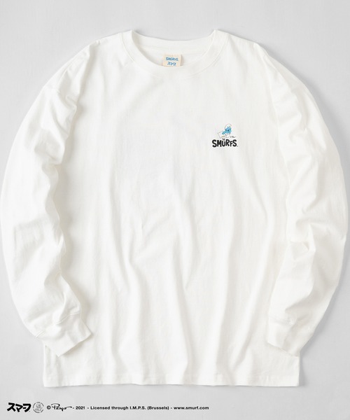make a ray!（メイク ア レイ！）の「【THE SMURFS/スマーフ】ビッグシルエット イラスト バックプリント 袖プリント ロンT/長袖Tシャツ（Tシャツ/カットソー・レディース・ホワイト/ブラック/オレンジ/ブルー/ホワイト系その他/ブラック系その他/ブルー系その他/オレンジ系その他・M/L/XL）」の22枚目の写真