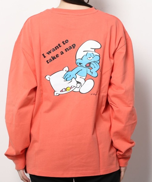 make a ray!（メイク ア レイ！）の「【THE SMURFS/スマーフ】ビッグシルエット イラスト バックプリント 袖プリント ロンT/長袖Tシャツ（Tシャツ/カットソー・レディース・ホワイト/ブラック/オレンジ/ブルー/ホワイト系その他/ブラック系その他/ブルー系その他/オレンジ系その他・M/L/XL）」の19枚目の写真