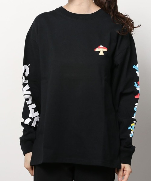 make a ray!（メイク ア レイ！）の「【THE SMURFS/スマーフ】ビッグシルエット イラスト バックプリント 袖プリント ロンT/長袖Tシャツ（Tシャツ/カットソー・レディース・ホワイト/ブラック/オレンジ/ブルー/ホワイト系その他/ブラック系その他/ブルー系その他/オレンジ系その他・M/L/XL）」の14枚目の写真