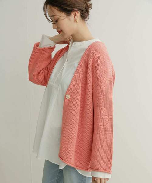 URBAN RESEARCH DOORS（アーバンリサーチドアーズ）の「ローゲージカーディガン（カーディガン/ボレロ・レディース・ベージュ/ピンク/アイボリー・1）」の5枚目の写真