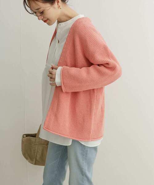 URBAN RESEARCH DOORS（アーバンリサーチドアーズ）の「ローゲージカーディガン（カーディガン/ボレロ・レディース・ベージュ/ピンク/アイボリー・1）」の7枚目の写真