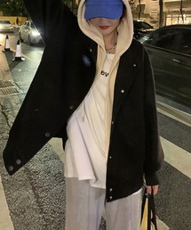 重ね着風ゆったり中綿アウター (AW)