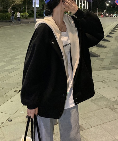 aimoha(アイモハ)の「重ね着風ゆったり中綿アウター (AW)(その他アウター・レディース・ブラック/ベージュ/ブルー・SMALL/MEDIUM/LARGE)」の7枚目の写真