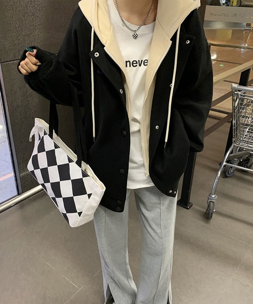 aimoha(アイモハ)の「重ね着風ゆったり中綿アウター (AW)(その他アウター・レディース・ブラック/ベージュ/ブルー・SMALL/MEDIUM/LARGE)」の10枚目の写真
