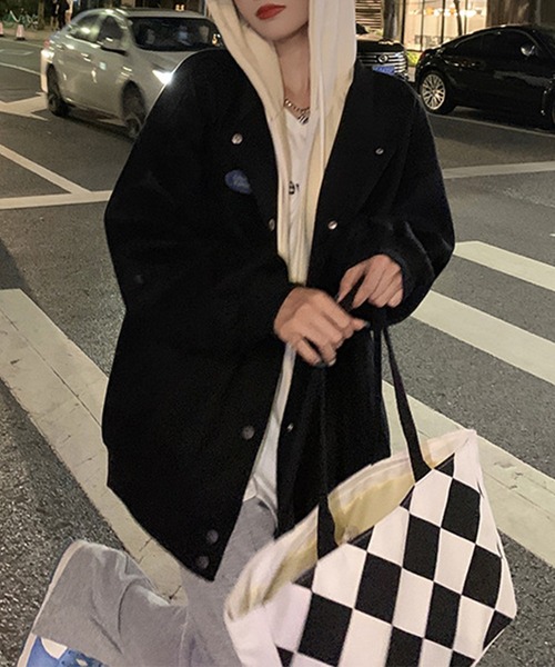aimoha(アイモハ)の「重ね着風ゆったり中綿アウター (AW)(その他アウター・レディース・ブラック/ベージュ/ブルー・SMALL/MEDIUM/LARGE)」の11枚目の写真