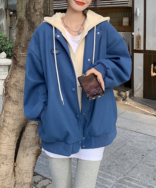 aimoha(アイモハ)の「重ね着風ゆったり中綿アウター (AW)(その他アウター・レディース・ブラック/ベージュ/ブルー・SMALL/MEDIUM/LARGE)」の12枚目の写真
