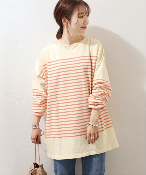 JOURNAL STANDARD（ジャーナルスタンダード）の「コットンボーダーワイドプルオーバー（Tシャツ/カットソー・レディース・ブラック/ネイビー/オレンジ/ブルー・FREE）」の4枚目の写真