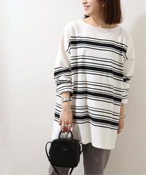 JOURNAL STANDARD（ジャーナルスタンダード）の「コットンボーダーワイドプルオーバー（Tシャツ/カットソー・レディース・ブラック/ネイビー/オレンジ/ブルー・FREE）」の14枚目の写真