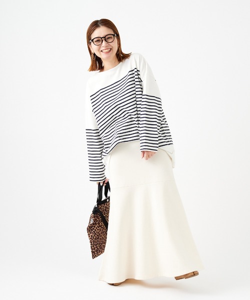 JOURNAL STANDARD（ジャーナルスタンダード）の「コットンボーダーワイドプルオーバー（Tシャツ/カットソー・レディース・ブラック/ネイビー/オレンジ/ブルー・FREE）」の11枚目の写真