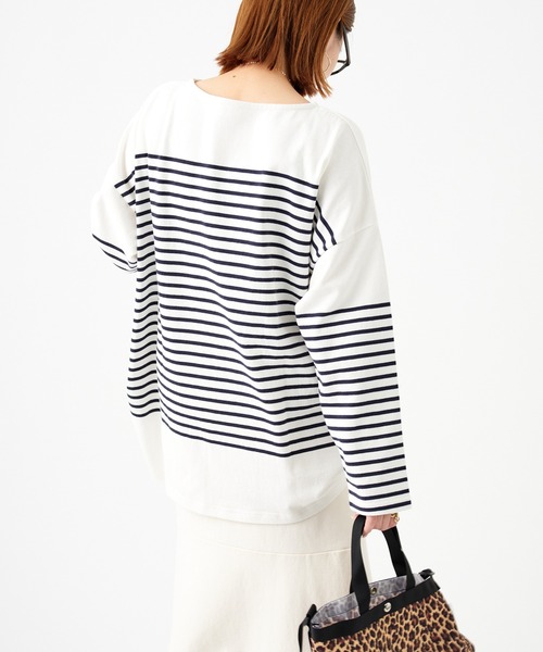 JOURNAL STANDARD（ジャーナルスタンダード）の「コットンボーダーワイドプルオーバー（Tシャツ/カットソー・レディース・ブラック/ネイビー/オレンジ/ブルー・FREE）」の9枚目の写真