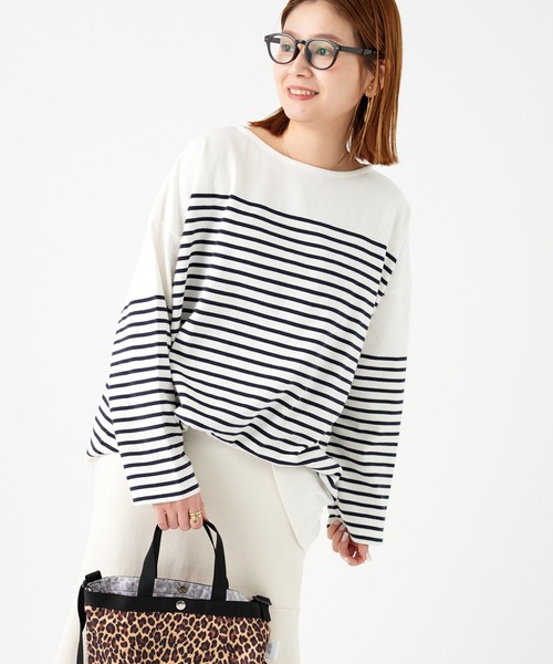 JOURNAL STANDARD（ジャーナルスタンダード）の「コットンボーダーワイドプルオーバー（Tシャツ/カットソー・レディース・ブラック/ネイビー/オレンジ/ブルー・FREE）」の8枚目の写真