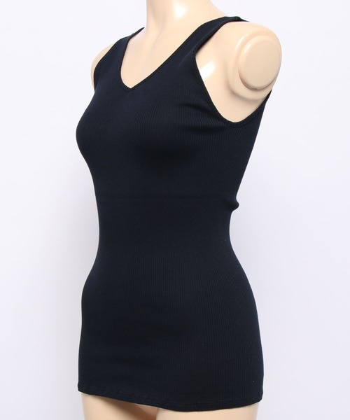 BARNYARDSTORM（バンヤードストーム）の「BARNYARDSTORM / シルク混リブタンク（タンクトップ・レディース・ホワイト/ブラック/ネイビー/カーキ・1/0）」の7枚目の写真