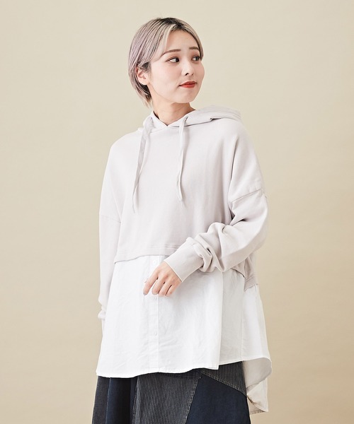 セール Web限定裏毛シャツレイヤード風プルオーバーパーカー パーカー Cube Sugar キューブシュガー のファッション通販 Zozotown