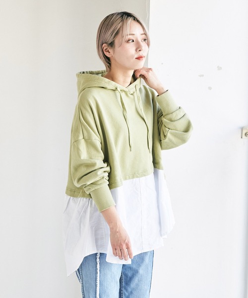 セール Web限定裏毛シャツレイヤード風プルオーバーパーカー パーカー Cube Sugar キューブシュガー のファッション通販 Zozotown