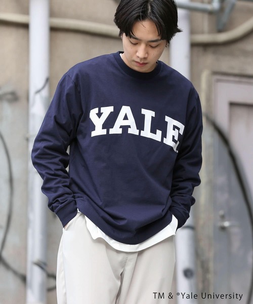 SENSE OF PLACE by URBAN RESEARCH(センスオブプレイスバイアーバンリサーチ)の「『ユニセックス』『別注』YALEカレッジロゴロングTシャツ A(Tシャツ/カットソー・メンズ・ライトブルー/ネイビー/ホワイト・MEDIUM/LARGE/X-LARGE)」の3枚目の写真