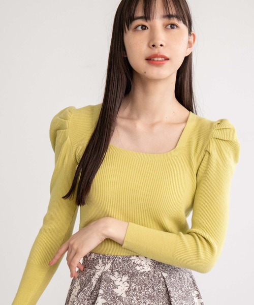 fifth(フィフス)の「スクエアーネックパワショルリブニット(ニット/セーター・レディース・ホワイト/ライム・M)」の19枚目の写真