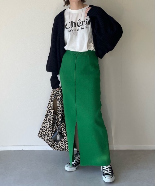 y/m by misato（イムバイミサト）の「総針タイトスカート（スカート・レディース・ブラック/グリーン/レッド・FREE）」の2枚目の写真