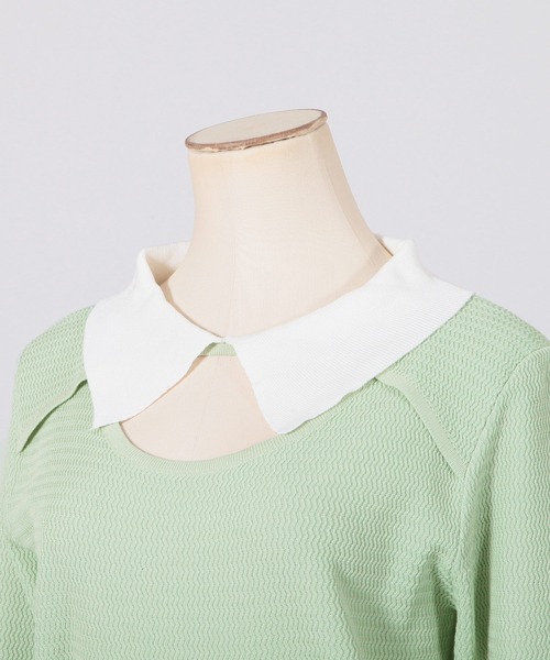 Julia Boutique(ジュリアブティック)の「襟付きフロントオープンニットトップス/22012(ニット/セーター・レディース・ブラック/ベージュ/ミント・ONE)」の17枚目の写真