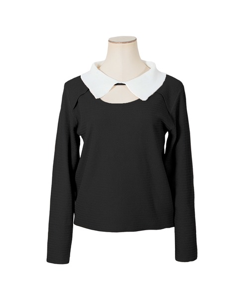 Julia Boutique(ジュリアブティック)の「襟付きフロントオープンニットトップス/22012(ニット/セーター・レディース・ブラック/ベージュ/ミント・ONE)」の18枚目の写真