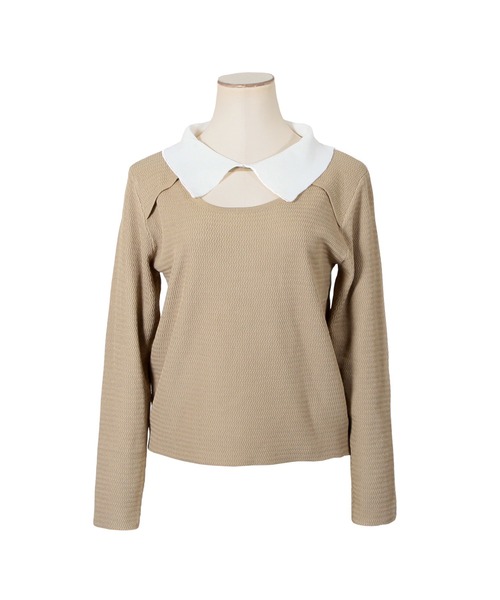 Julia Boutique(ジュリアブティック)の「襟付きフロントオープンニットトップス/22012(ニット/セーター・レディース・ブラック/ベージュ/ミント・ONE)」の12枚目の写真