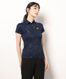 LOUDMOUTH/ラウドマウス ゴルフウェア エンボス柄 吸汗速乾 UVカット 接触冷感 ボタンダウン 半袖 ポロシャツ