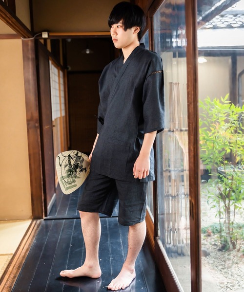 メンズ 綿麻甚平 S/M/L/LL/3L/4L（浴衣）｜KIMONOMACHI（キモノマチ）