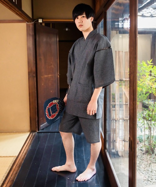 メンズ 綿麻甚平 S/M/L/LL/3L/4L（浴衣）｜KIMONOMACHI（キモノマチ）