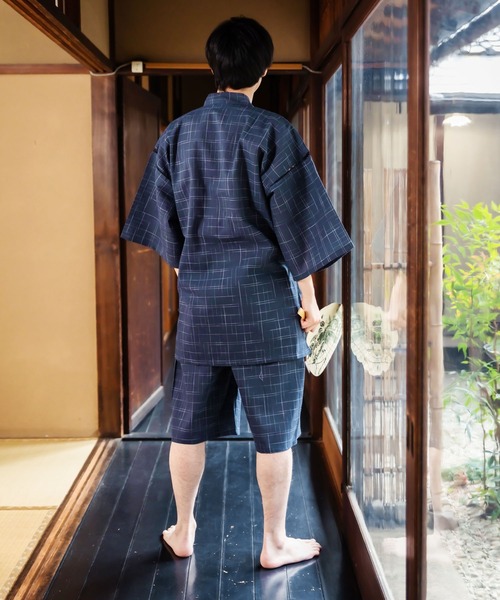 メンズ 綿麻甚平 S/M/L/LL/3L/4L（浴衣）｜KIMONOMACHI（キモノマチ）