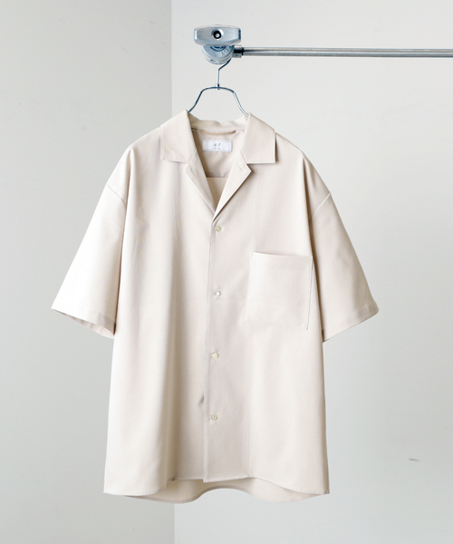 417 EDIFICE(フォーワンセブンエディフィス)の「【Reflax / リフラクス】オープンカラーシャツ(シャツ/ブラウス・メンズ・グレー/グレー系その他/ベージュ/グリーン/ネイビー/イエロー・SMALL/MEDIUM/LARGE/X-LARGE)」の3枚目の写真