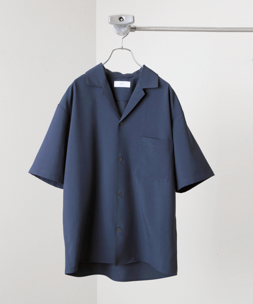 417 EDIFICE(フォーワンセブンエディフィス)の「【Reflax / リフラクス】オープンカラーシャツ(シャツ/ブラウス・メンズ・グレー/グレー系その他/ベージュ/グリーン/ネイビー/イエロー・SMALL/MEDIUM/LARGE/X-LARGE)」の1枚目の写真