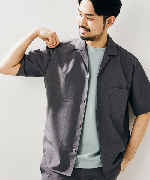 417 EDIFICE(フォーワンセブンエディフィス)の「【Reflax / リフラクス】オープンカラーシャツ(シャツ/ブラウス・メンズ・グレー/グレー系その他/ベージュ/グリーン/ネイビー/イエロー・SMALL/MEDIUM/LARGE/X-LARGE)」の9枚目の写真