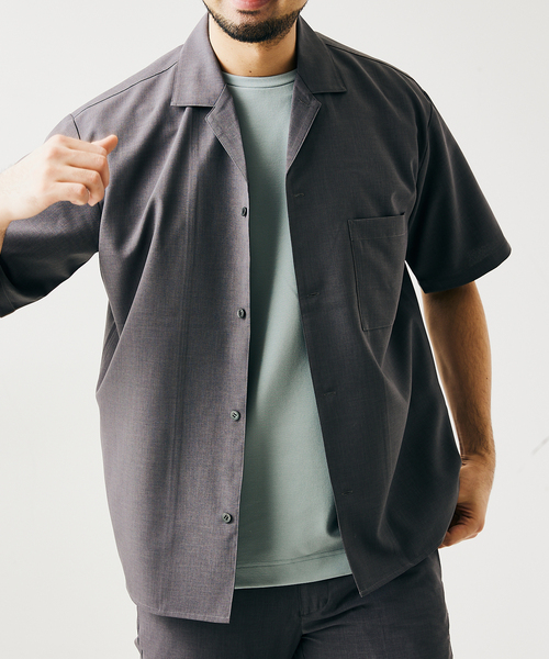 417 EDIFICE(フォーワンセブンエディフィス)の「【Reflax / リフラクス】オープンカラーシャツ(シャツ/ブラウス・メンズ・グレー/グレー系その他/ベージュ/グリーン/ネイビー/イエロー・SMALL/MEDIUM/LARGE/X-LARGE)」の10枚目の写真