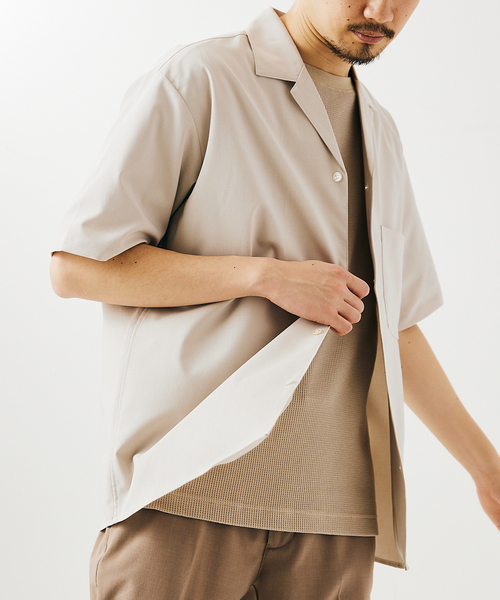 417 EDIFICE(フォーワンセブンエディフィス)の「【Reflax / リフラクス】オープンカラーシャツ(シャツ/ブラウス・メンズ・グレー/グレー系その他/ベージュ/グリーン/ネイビー/イエロー・SMALL/MEDIUM/LARGE/X-LARGE)」の14枚目の写真