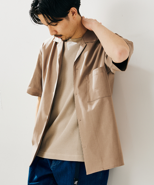 417 EDIFICE(フォーワンセブンエディフィス)の「【Reflax / リフラクス】オープンカラーシャツ(シャツ/ブラウス・メンズ・グレー/グレー系その他/ベージュ/グリーン/ネイビー/イエロー・SMALL/MEDIUM/LARGE/X-LARGE)」の17枚目の写真