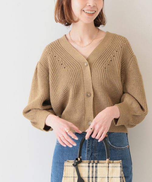 SLOBE IENA(スローブイエナ)の「ラミーナイロン片畦カーディガン◆(カーディガン/ボレロ・レディース・ナチュラル/キャメル・FREE)」の7枚目の写真