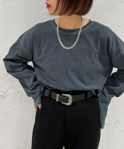 apres jour mignon(アプレジュールミニョン)の「ステッチロンT【ZOZOTOWN限定アイテム】(Tシャツ/カットソー・レディース・ブルー/ブラック/オフホワイト・X-LARGE/フリー)」の3枚目の写真