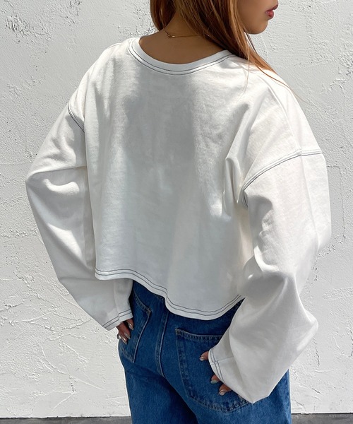 apres jour mignon(アプレジュールミニョン)の「ステッチロンT【ZOZOTOWN限定アイテム】(Tシャツ/カットソー・レディース・ブルー/ブラック/オフホワイト・X-LARGE/フリー)」の6枚目の写真