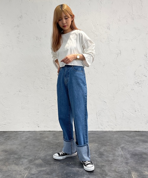 apres jour mignon(アプレジュールミニョン)の「ステッチロンT【ZOZOTOWN限定アイテム】(Tシャツ/カットソー・レディース・ブルー/ブラック/オフホワイト・X-LARGE/フリー)」の8枚目の写真