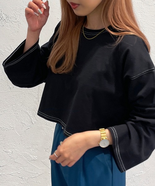 apres jour mignon(アプレジュールミニョン)の「ステッチロンT【ZOZOTOWN限定アイテム】(Tシャツ/カットソー・レディース・ブルー/ブラック/オフホワイト・X-LARGE/フリー)」の11枚目の写真