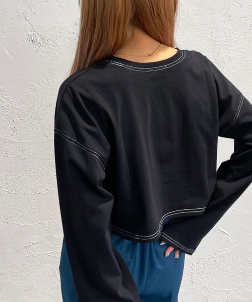 apres jour mignon(アプレジュールミニョン)の「ステッチロンT【ZOZOTOWN限定アイテム】(Tシャツ/カットソー・レディース・ブルー/ブラック/オフホワイト・X-LARGE/フリー)」の12枚目の写真