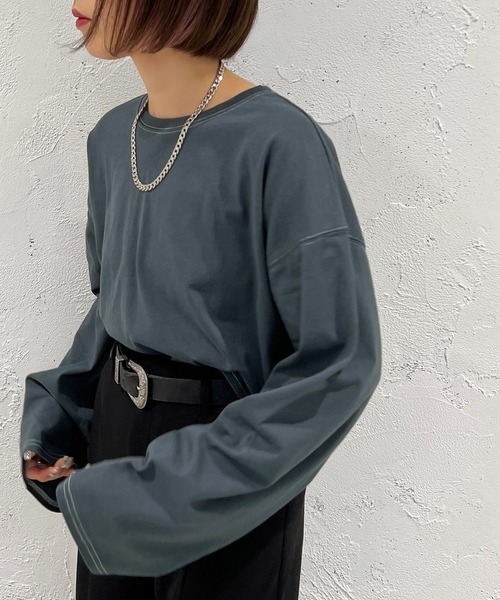 apres jour mignon(アプレジュールミニョン)の「ステッチロンT【ZOZOTOWN限定アイテム】(Tシャツ/カットソー・レディース・ブルー/ブラック/オフホワイト・X-LARGE/フリー)」の16枚目の写真