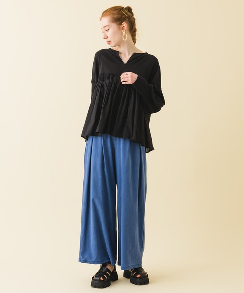 malla（マーラ）の「malla ストレッチワイドパンツ（その他パンツ・レディース・ホワイト/ブルー・FREE）」の19枚目の写真