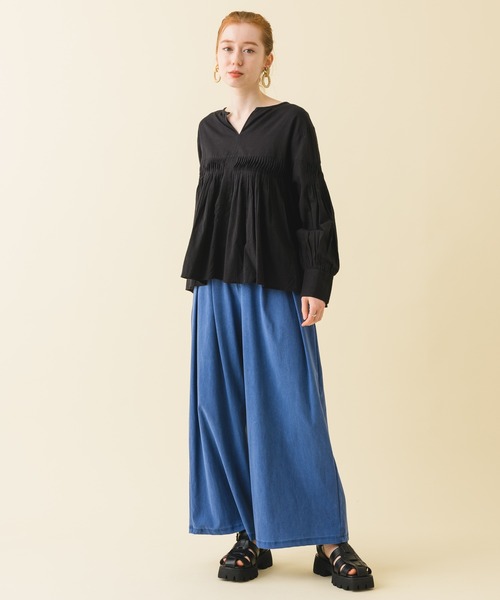 malla（マーラ）の「malla ストレッチワイドパンツ（その他パンツ・レディース・ホワイト/ブルー・FREE）」の13枚目の写真