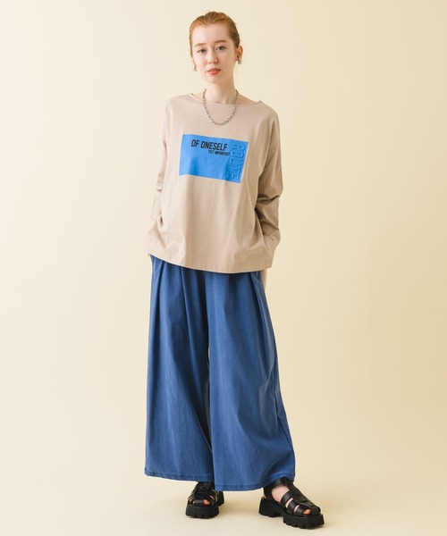 malla（マーラ）の「malla ストレッチワイドパンツ（その他パンツ・レディース・ホワイト/ブルー・FREE）」の6枚目の写真