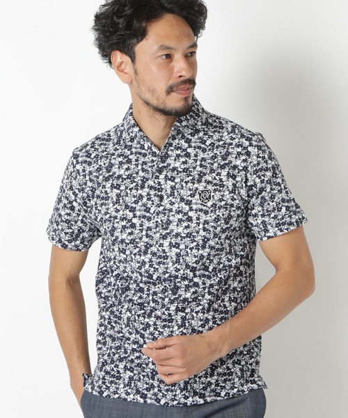 MEN'S BIGI(メンズビギ)の「<ZOY/ゾーイ>DRYMASTER スモールフラワー鹿の子カットソー made in japan(ポロシャツ・メンズ・ネイビー/グレー・01/02/03)」の4枚目の写真