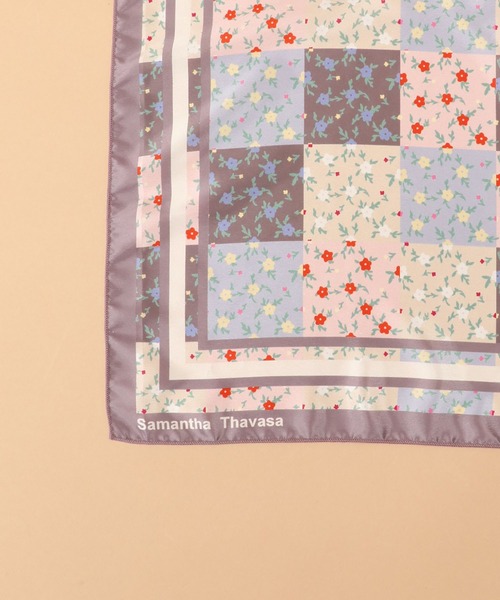 Samantha Thavasa（サマンサタバサ）の「フラワーパッチワーク スカーフ（バンダナ/スカーフ・レディース・ブラウン/ラベンダー・FREE）」の3枚目の写真