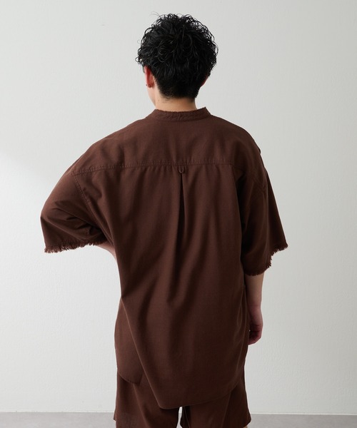 CIAOPANIC TYPY（チャオパニックティピー）の「【セットアップ対応】綿麻バンドプルオーバーオーバーシャツ（シャツ/ブラウス・メンズ・ブラウン/ブルー・M/L）」の15枚目の写真