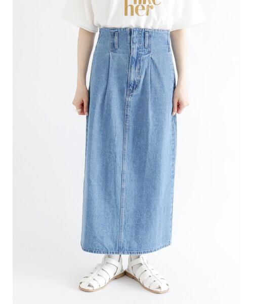 ehka sopo（エヘカソポ）の「デニムタイトスカート（デニムスカート・レディース・サックスブルー/グレー/ブルー・ﾌﾘ-）」の4枚目の写真